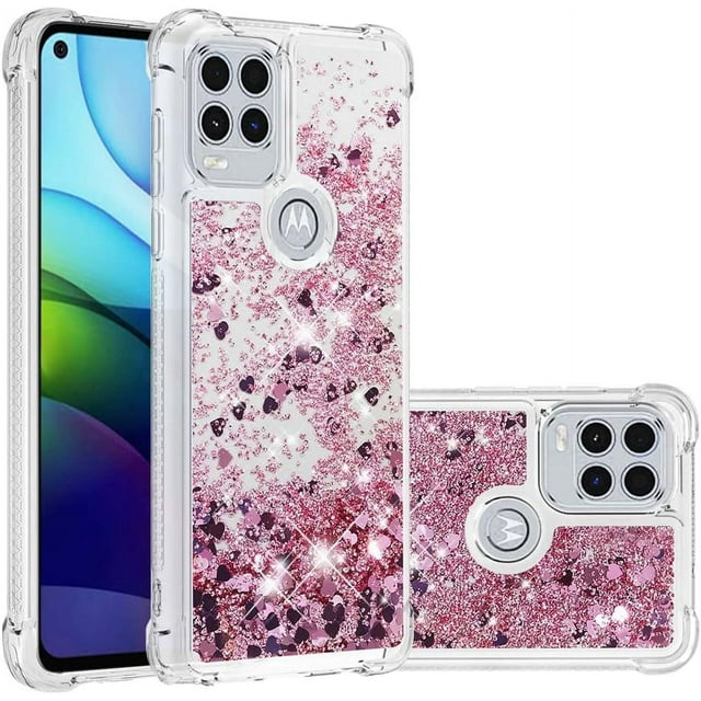 Funda con purpurina líquida para Moto G Stylus 2021 5G, con lentejuelas brillantes, arena movediza flotante, transparente, TPU, a prueba de golpes, color oro rosa.