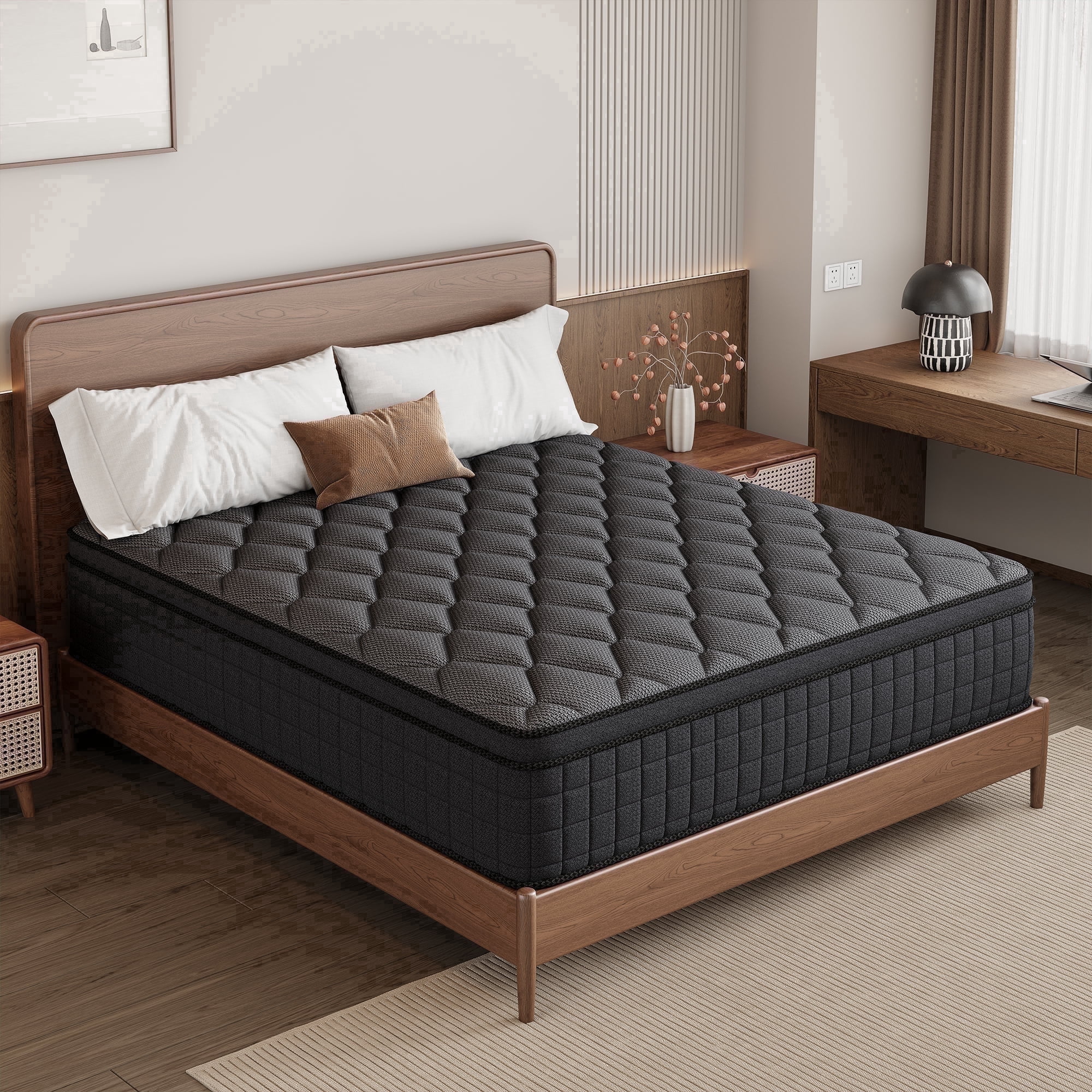gunugu 14 inch Full Hybrid Mattress in a Box, Cooling Gel Memory Foam Mattress with Individually Wrapped Pocket Coils, Medium Firm