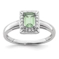 thumbnail image 3 of Auriga Fine Jewelry 925 Sterling Silver Emerald Cut Prasiolite and Diamond Engagement Ring Size 8 for Women, 3 of 7