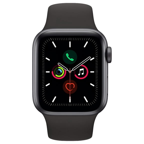 Restored Apple Watch Series 5 (GPS, 44MM) Space Gray Case + Black Sport Band (Refurbished)