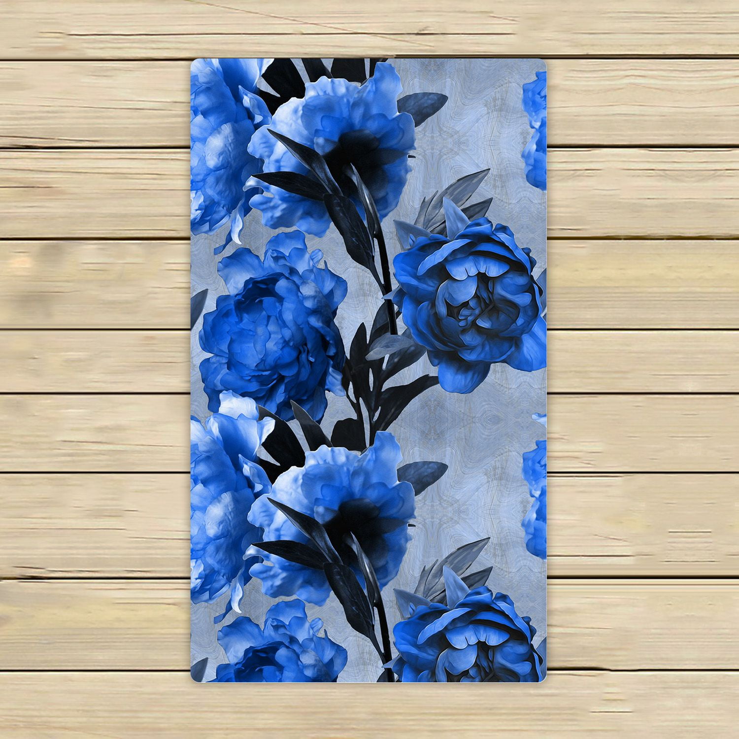 PHFZK Roses Towel, Vintage Floral Blue Hand Towel Bath Bathroom Shower