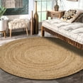thumbnail image 3 of Ox Bay Cora 4' Round Brown Hand-Braided Natural Jute Indoor Area Rug, 3 of 9