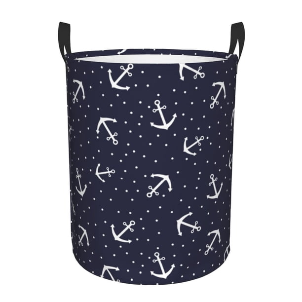 Fotbe Anchor Cesto de Ropa con Asas, Cesto Impermeable de Gran Capacidad, Bolsa de Lavado para Dormitorio, Cesto de Ropa con Ruedas y Asas-Small