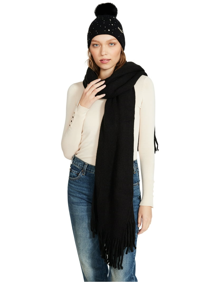 Madden NYC Women's Rhinestone Beanie and Scarf Gift Set, 2- Piece