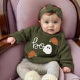thumbnail image 4 of NIEWTR Toddler Boys Little Girls Fall Outfits Print Pumpkin Print Sweatshirts Tops Long Pants Clothes Set (2-3 Months,Z091-Green), 4 of 6