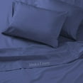 thumbnail image 4 of Egyptian Cotton Sheets Short Queen (60" x 75") Size Sheet Set, 4-PCs Bed Sheets, Bedding Sheets & Pillowcases, Short Queen Size, Fits 9-12" Deep Pocket Sheets, 600-TC Cotton Sheets, Mediterran Blue, 4 of 8