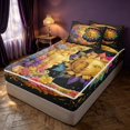 thumbnail image 3 of Homewish 3D Sun and Moon Zipper Full Size Comforter Sets with Fitted Sheet and 2 Pillowcases, Rainbow Flowers Zipper Bedding Set, Black Reversible, 3 of 7