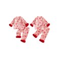 thumbnail image 2 of RUINIXCW Toddler Baby Girl Christmas Silk Satin Pajama Set Little Girls Xmas PJS Fall Winter Sleepwear Santa Button Down Long Sleeve Shirt Pants Set, 2 of 10