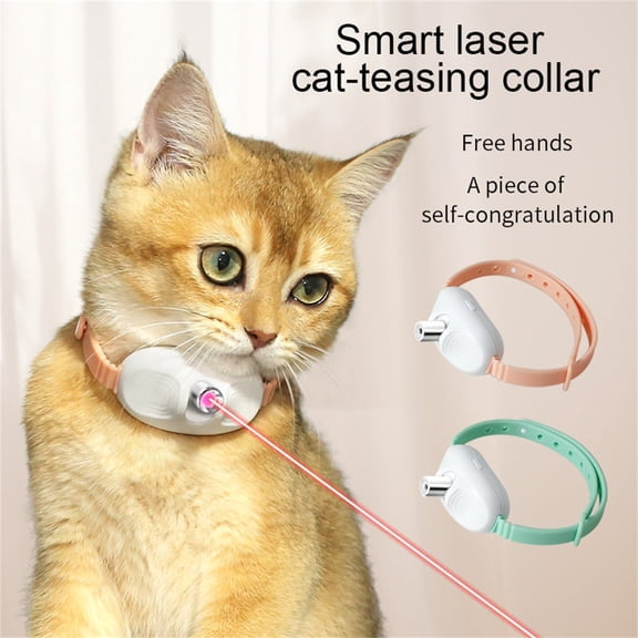 Clearance! Interactive Cat Toy Laser Pointer USB - LED Light, Wearable Collar, Automatic, Fun Exercise, Relieves Anxiety, Great for Cats,Blue