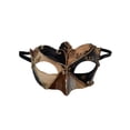 thumbnail image 2 of Brown Black Small Venetian Masquerade Mardi Gras Mask Elastic Strap, 2 of 3