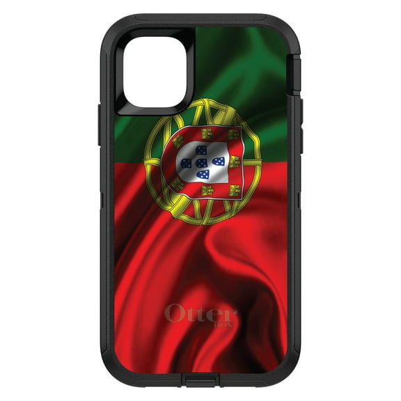 DistinctInk OtterBox Defender Custom Case for Apple iPhone 15 (6.1" Screen) - Portugal Waving Flag - Wireless Charging Compatible