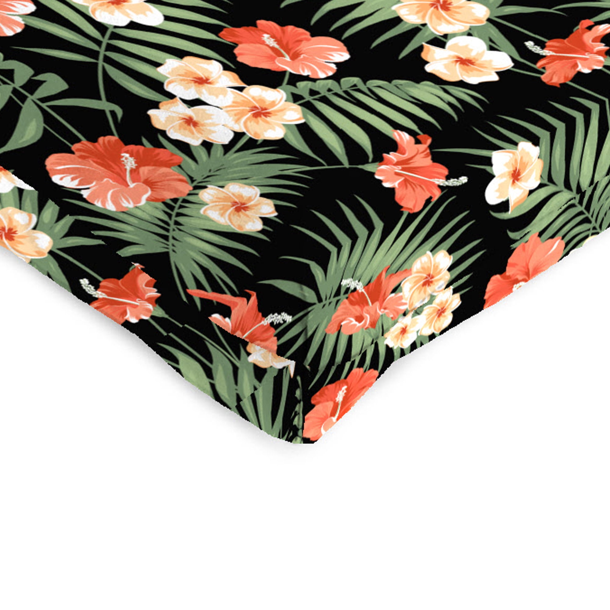 Jordan Manufacturing 43" x 21" Esmeralda Rust Black Tropical Rectangular Outdoor Chair Cushion with Ties and Hanger Loop