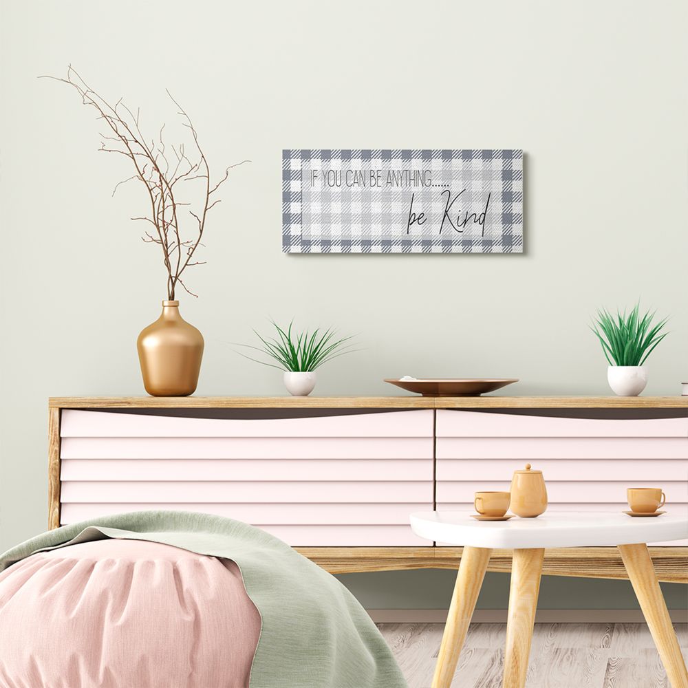 Stupell Industries Be Kind Home Family Inspirational Word Pattern Blue Design Canvas Wall Art by Kimberly Allen