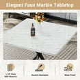 thumbnail image 5 of 38.6" Square Dining Table for 4, Kitchen Table with Marble-Color Tabletop, Paproos Dining Room Table, Dinner Table with Metal Legs for Kitchen, Dining Living Room, White(Only Table), 5 of 6