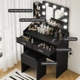 thumbnail image 4 of Yiwa Vanity Desk with Mirror and LED Lights, Makeup Vanity Desk with Power Outlet and Cushioned Stool, Dressing Table with 2 Drawers & 3 Lighting Modes Adjustable Brightness for Bedroom, 4 of 8