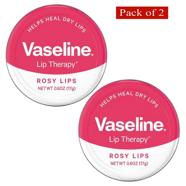 Bálsamo labial Vaseline Lip Therapy, lata, labios rosados, 0.6 onzas (paquete de 2)