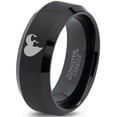 thumbnail image 1 of Tungsten Heart Yin Yang Dog Cat Lovers Band Ring 8mm Men Women Comfort Fit Black Beveled Edge Brushed Polished, 1 of 4