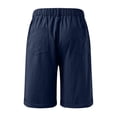 thumbnail image 3 of Linen Shorts for Men 7 Inch Inseam Casual Summer Vacation Beach Shorts with Pockets Elastic Waist Baggy Golf Short Navy XL, 3 of 4