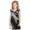 thumbnail image 1 of Fotbe Fluid Black White Paint Swirls Vestido de Dormir para Niñas de 3 a 10 Años, Mangas Cortas, Estilo Princesa, Pijama Camisón con Mangas Voladas-X-Large, 1 of 6