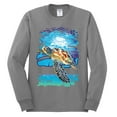 thumbnail image 2 of Swimming Sea Turtle Animal Lover Mens Long Sleeve Shirt, Heather Grey, Large, 2 of 3