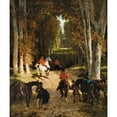 thumbnail image 2 of Alfred De Dreux 20x23 Gold Ornate Framed and Double Matted Museum Art Print Titled - Before the Departure For&nbsp;Hunting in an Alley, 2 of 4