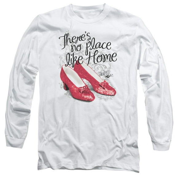 Trevco Sportswear OZ109-AL-5 Wizard of Oz Ruby Slippers Adult Long Sleeve T-Shirt, White - 2X