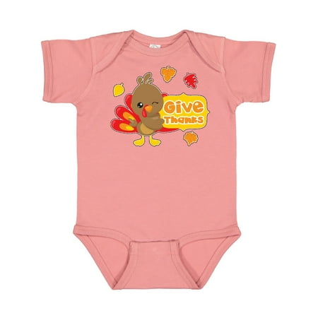 

Inktastic Give Thanks- cute turkey for Thanksgiving Gift Baby Boy or Baby Girl Bodysuit