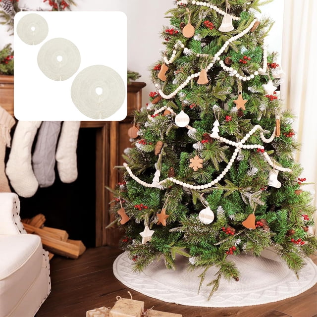 Xihbxyly Falda para Árbol de Navidad, Tejido de Punto Suave, Elegante Diseño Blanco, Añade Encanto Navideño, Perfecta para Decorar La Base Del Árbol, Ambiente de Fiesta Acogedor, Disponible En Tamaño
