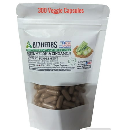 Bitter Melon & Cinnamon Veggie Capsules - Hand Blended - 500mg, 300 Vegetarian HMPC Capsules