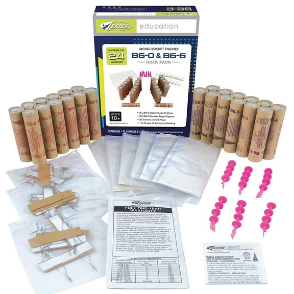 Estes B6-0/B6-6 Engine Bulk Includes 24 Model Rocket Engines for Two-Stage Rockets