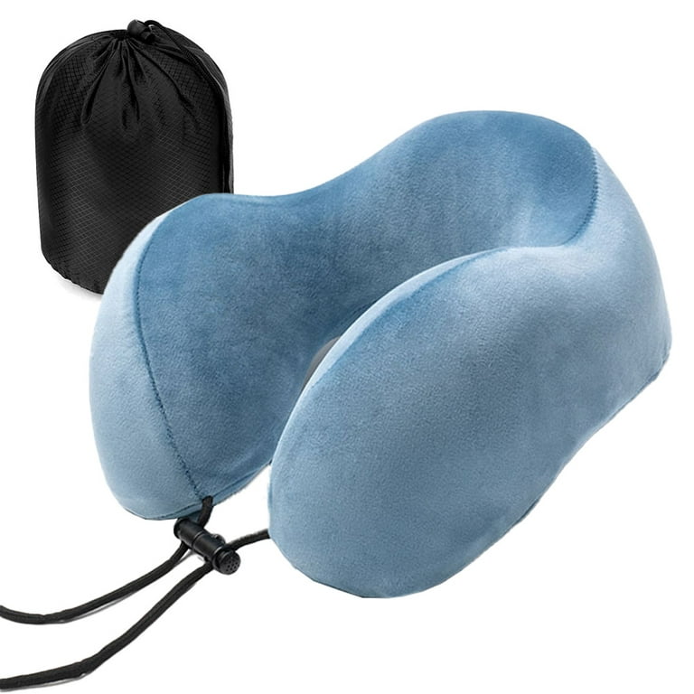 Neck Pillow for Traveling, Upgraded Travel Neck Pillow for Airplane 100%  Pure Memory Foam Travel Pillow for Flight Headrest Sleep, Portable Plane  Accessories,Peacock blue pillow+storage bag,F25471 