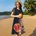 thumbnail image 4 of Xecao Chips de Poker pour Femmes Robe Midi à Manches Courtes d'Été avec Poches Robe Décontractée Fluide T-Shirt Robe de Plage, 4 of 6