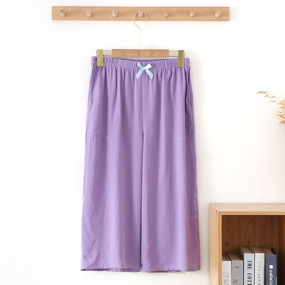 Xuyuer Women's Cotton Cropped Wide Leg Pants Elastic Waist Casual Palazzo Trousers with Pockets 2026