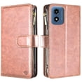 thumbnail image 3 of For Motorola Moto G Play 2024 METKASE Luxury Wallet Card ID Zipper Money Holder in Slide-Out Package - Rose Gold, 3 of 4