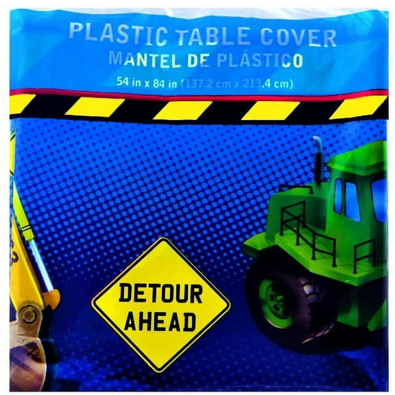 Various Modern Construction Trucks Multicolor Cartoon Plastic Tablecloths