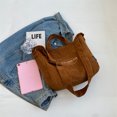 thumbnail image 4 of Bolso de mano de pana para mujer, bolso informal con asa superior, bolso de compras suave y moderno (marrón), 4 of 9