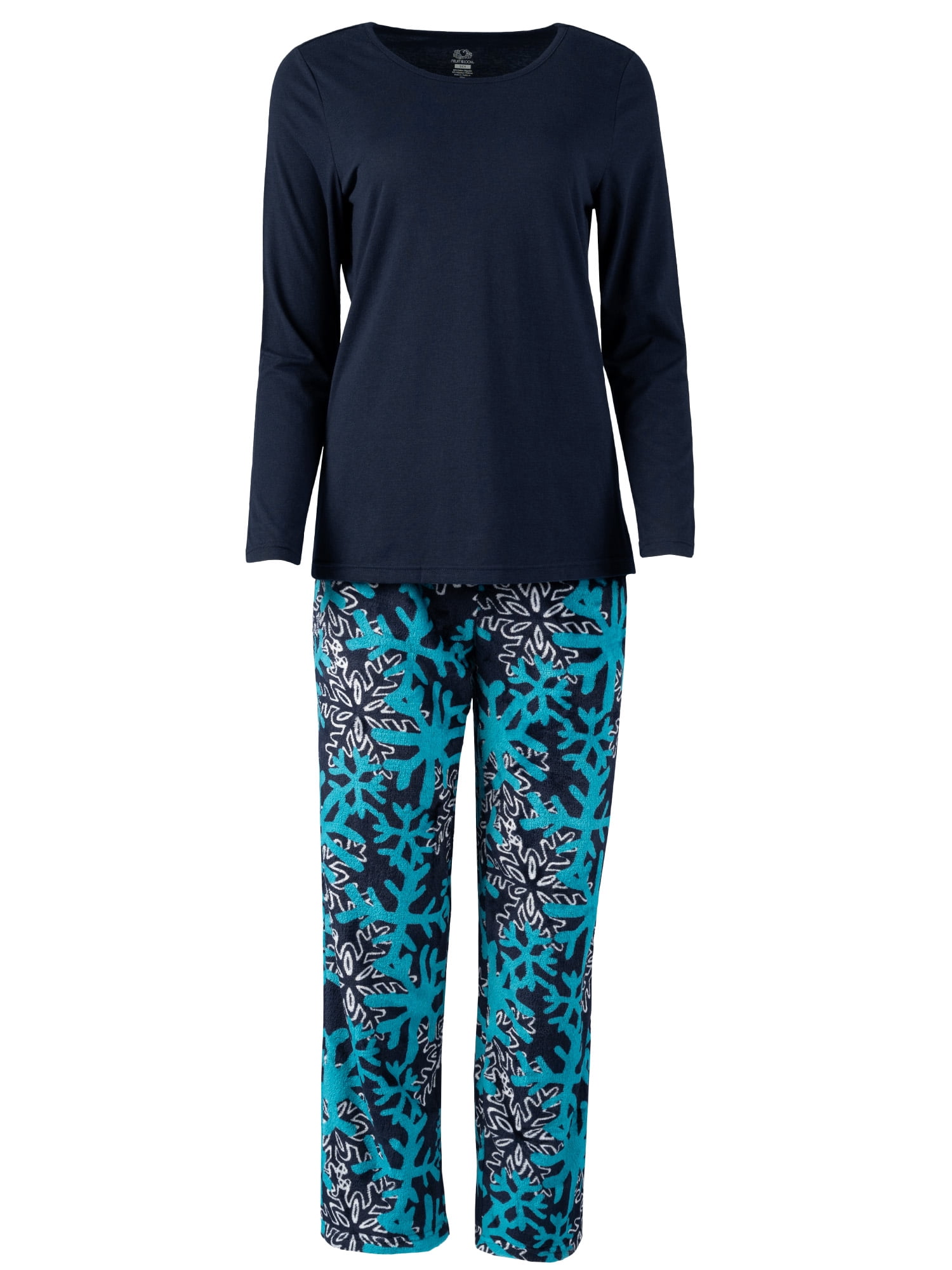 Fruit of the Loom Women's Beyond Soft Long Sleeve Top & Fleece Bottom Pajama Set, Sizes S-4X