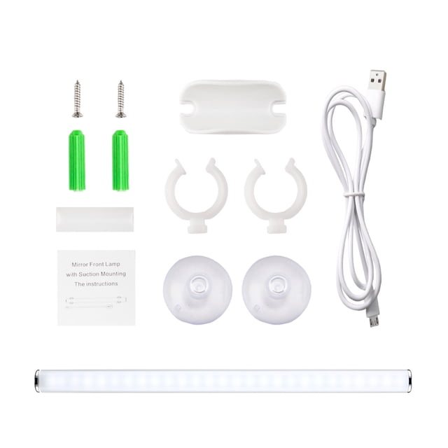 Espejo con Luz LED Táctil, Batería Recargable USB, Ideal para Hogar y Salón, Fácil Instalación sin Cables, 27 Luces LED, Duración de 3-6 Horas, Incluye Accesorios, Empaque Blanco