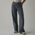 thumbnail image 2 of LWavelet Womens Pinstripe Wide Leg Jeans High Waisted Daily Casual Denim Pants Navy XL, 2 of 8