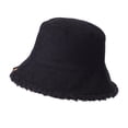 thumbnail image 5 of Tnobhg Women Autumn Winter Reversible Fisherman Hat Solid Color Letter D Logo Corduroy Basin Hat Warm Imitation Lambswool Bucket Hat, 5 of 8
