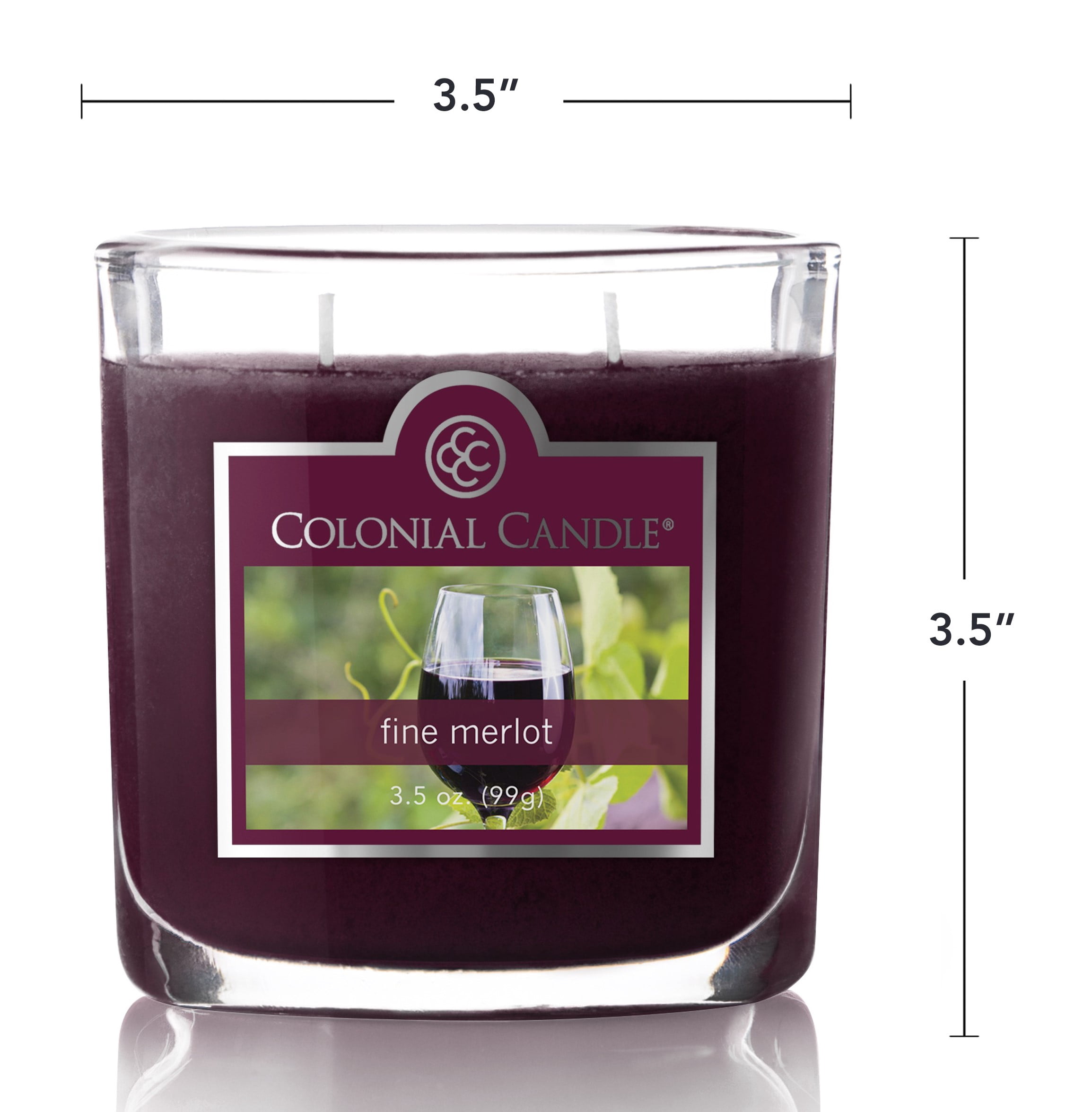Colonial Candle Fine Merlot Scented Jar Candle - Classic Ovals - 2 Wick - 3.5 oz - 20h Burn
