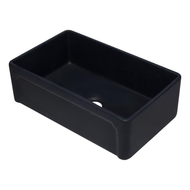 Pemberly Row Évier de Cuisine Style Ferme en Argile de Feu Simple Réversible Noir de 33 Pouces