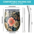 thumbnail image 5 of 12oz Stemless Wine Tumblers Pioneer Flower Floral Print Pattern Vacuum Insulated Stainless Steel Travel Tumbler Cups Mug with Lid and Straw for Champaign,Cocktail,Beer with Cleaning Brush, 5 of 5