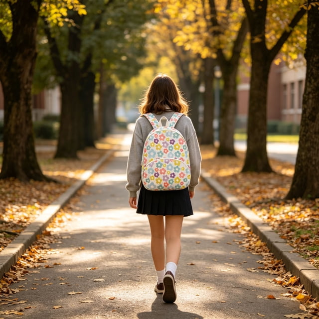 Mochila infantil para niñas: mini mochila de pana suave con estampado floral y correas ajustables para preescolar, jardín de infancia, viajes y aventuras al aire libre.
