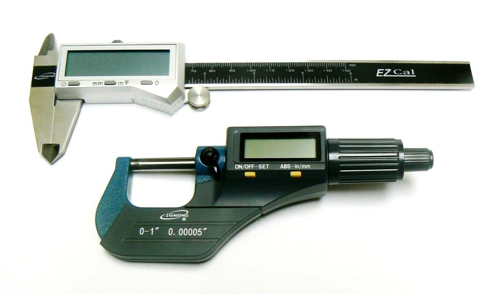 iGAGING MICROMETER DIGITAL ELECTRONIC OUTSIDE 0-1" & METRIC X-LARGE LCD CARBIDE 