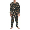thumbnail image 3 of Salouo Cigar Print Button-Front Long Sleeve Pajama Set for Men, Soft 2Pjs Men's Long Sleeve Sleepwear-XX-Large, 3 of 7