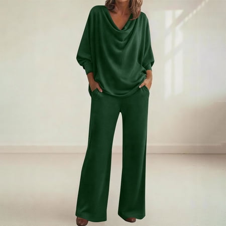 Xunmmm Womens Pajamas Set 2 Piece Sets Oversized Velvet Tops and Wide Leg Pant Fashion Casual Loungewear Matching Set