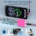 thumbnail image 2 of Charging Block, PD 20W USB C Charger Block with 6FT USB C to C Charging Cable, Type C Block USB C Wall Charger Power Adapter Fast Charging Station with Type C Phone Charger Cords, Pink, 2 of 7