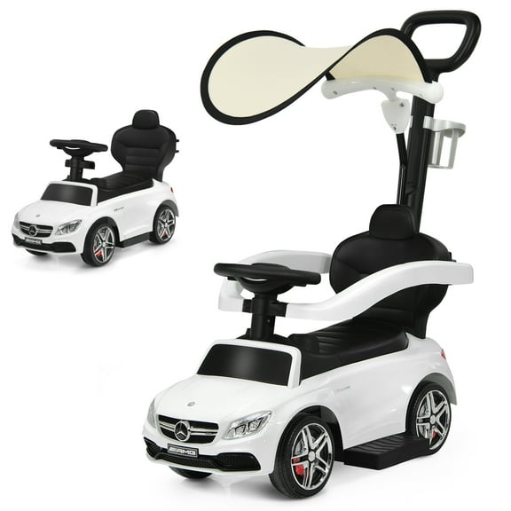 Infans 3 in 1 Ride on Push Car Mercedes Benz Toddler Stroller Sliding Car White