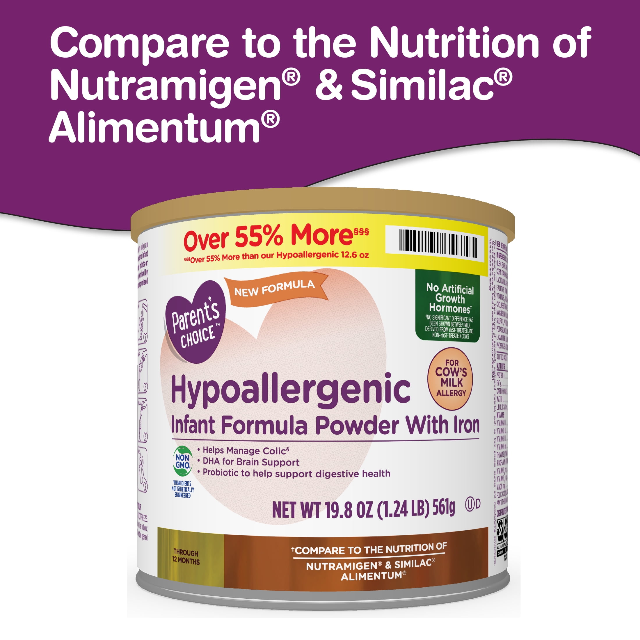 Parent's Choice Hypoallergenic Baby Formula Powder, 19.8 oz Canister